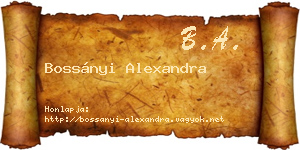 Bossányi Alexandra névjegykártya